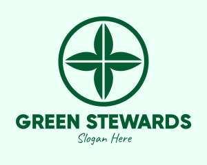 Green Leaf Cross logo design