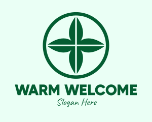 Green Leaf Cross logo design