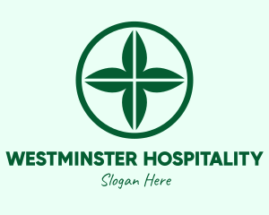 Green Leaf Cross logo design