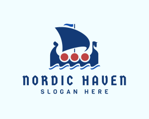 Sailing Viking Boat logo design