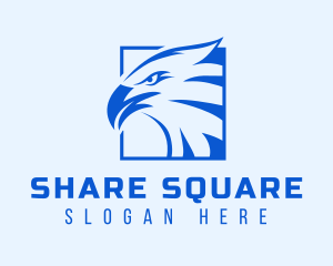 Blue Square Eagle Hawk logo design