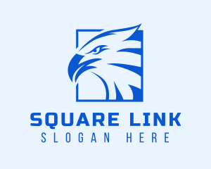 Blue Square Eagle Hawk logo design