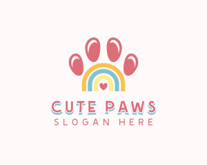 Pet Paw Rainbow logo design