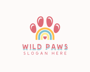 Pet Paw Rainbow logo design