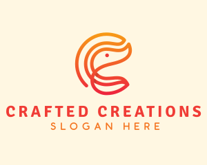 Gradient Shrimp Letter C logo design