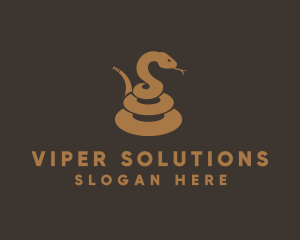 Coiled Snake Animal logo design