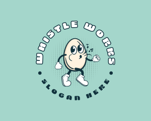 Retro Whistle Egg Mascot logo design