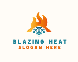 Flame Snowflake Heating  logo design