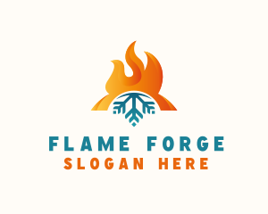 Flame Snowflake Heating  logo design