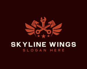 Winged Automotive Mechanic logo design