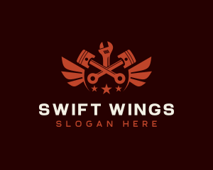 Winged Automotive Mechanic logo design