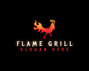 Grill Flame Chicken logo design