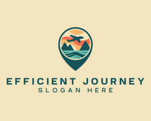 Plane Sea Mountain Getaway logo design