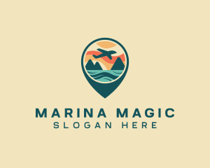 Plane Sea Mountain Getaway logo design