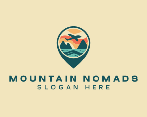 Plane Sea Mountain Getaway logo design