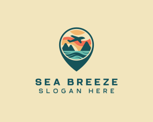 Plane Sea Mountain Getaway logo design