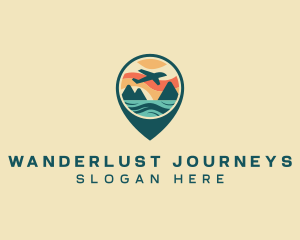 Plane Sea Mountain Getaway logo design