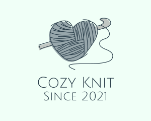Knitting Heart Yarn logo design