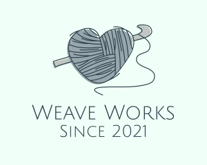 Knitting Heart Yarn logo design