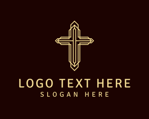 Golden Religious Crucifix logo