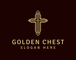 Golden Religious Crucifix logo design