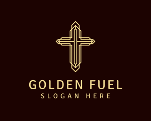 Golden Religious Crucifix logo design