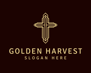 Golden Religious Crucifix logo design