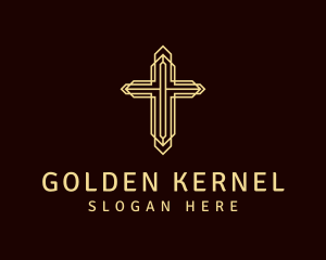 Golden Religious Crucifix logo design