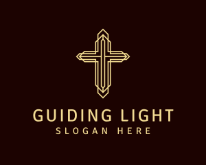 Golden Religious Crucifix logo design