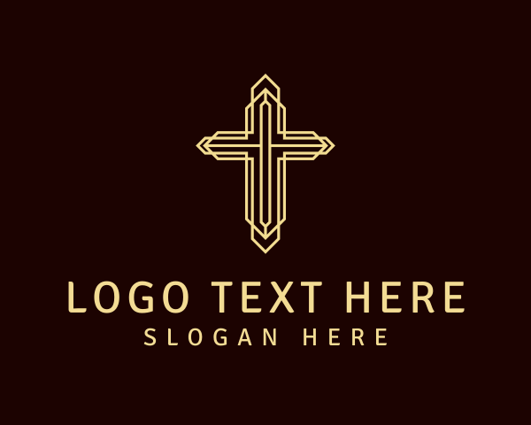 Golden Religious Crucifix logo