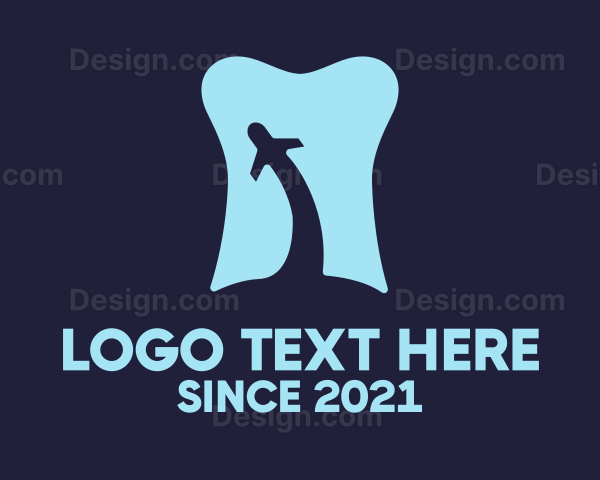 Dental Tooth Plane Flying Logo