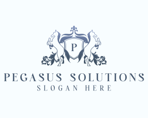 Decorative Shield Pegasus logo design