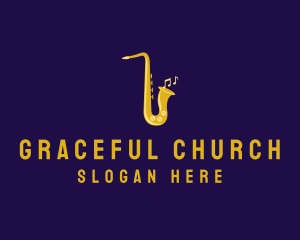 Musical Gold Saxophone Logo