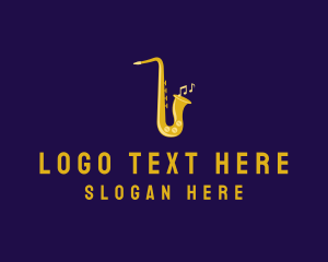 Musical Gold Saxophone Logo