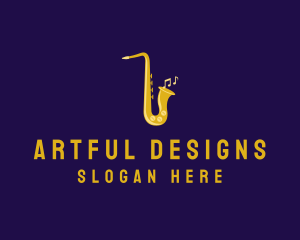 Musical Gold Saxophone logo design