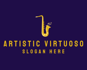 Musical Gold Saxophone logo design