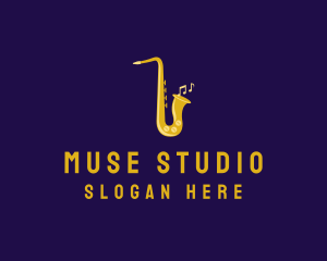 Musical Gold Saxophone logo design