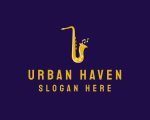 Musical Gold Saxophone logo design