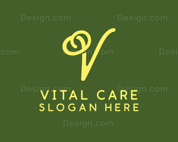 Yellow Swirly Letter V Logo