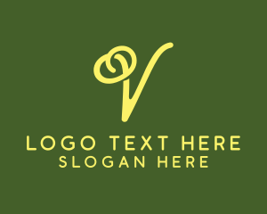 Yellow Swirly Letter V logo