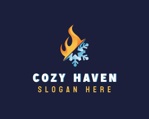 Flame Snowflake Temperature logo design