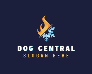 Flame Snowflake Temperature logo design