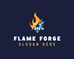 Flame Snowflake Temperature logo design