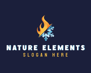 Flame Snowflake Temperature logo design