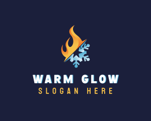 Flame Snowflake Temperature logo design