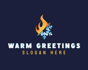 Flame Snowflake Temperature logo design