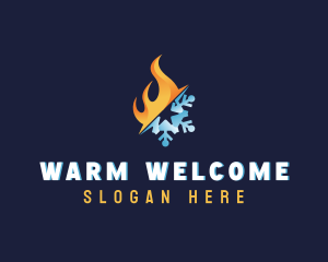 Flame Snowflake Temperature logo design