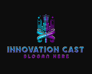 Crown Microphone Podcast logo design