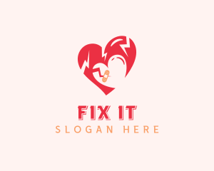 Broken Love Heart  logo design