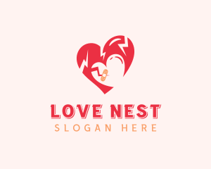 Broken Love Heart  logo design